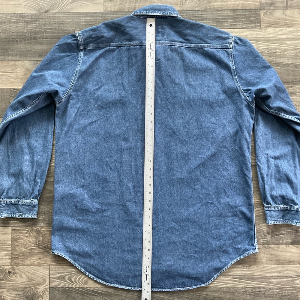 VTG Cabela’s Outdoor Gear Denim Jean Shirt Men’s XL Blue Button Up Long Sleeve - Picture 6 of 9